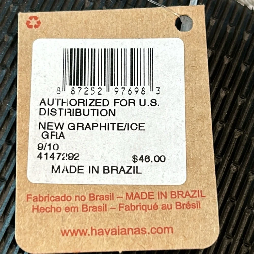 Havaianas Men's Graphite Gray Flip Flops size 9/10 made in Brazil